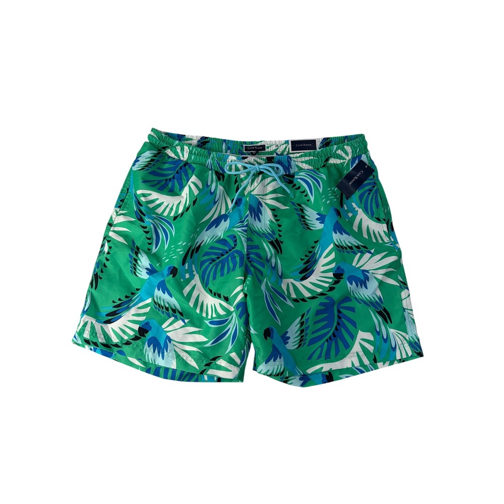 Club Room Swim Trunks Mens XL CR Tropical Parrot Print Green Colorful NWT